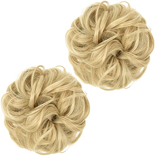 SARLA Peça de cabelo para coque bagunçado 2 peças de extensões de coque de cabelo loiro natural enca