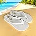Rhinestone Bride Flip Flip Flops on White Flat Heel with Crystal Accents on Satin Straps for Beach Destination Sandals, Customizable
