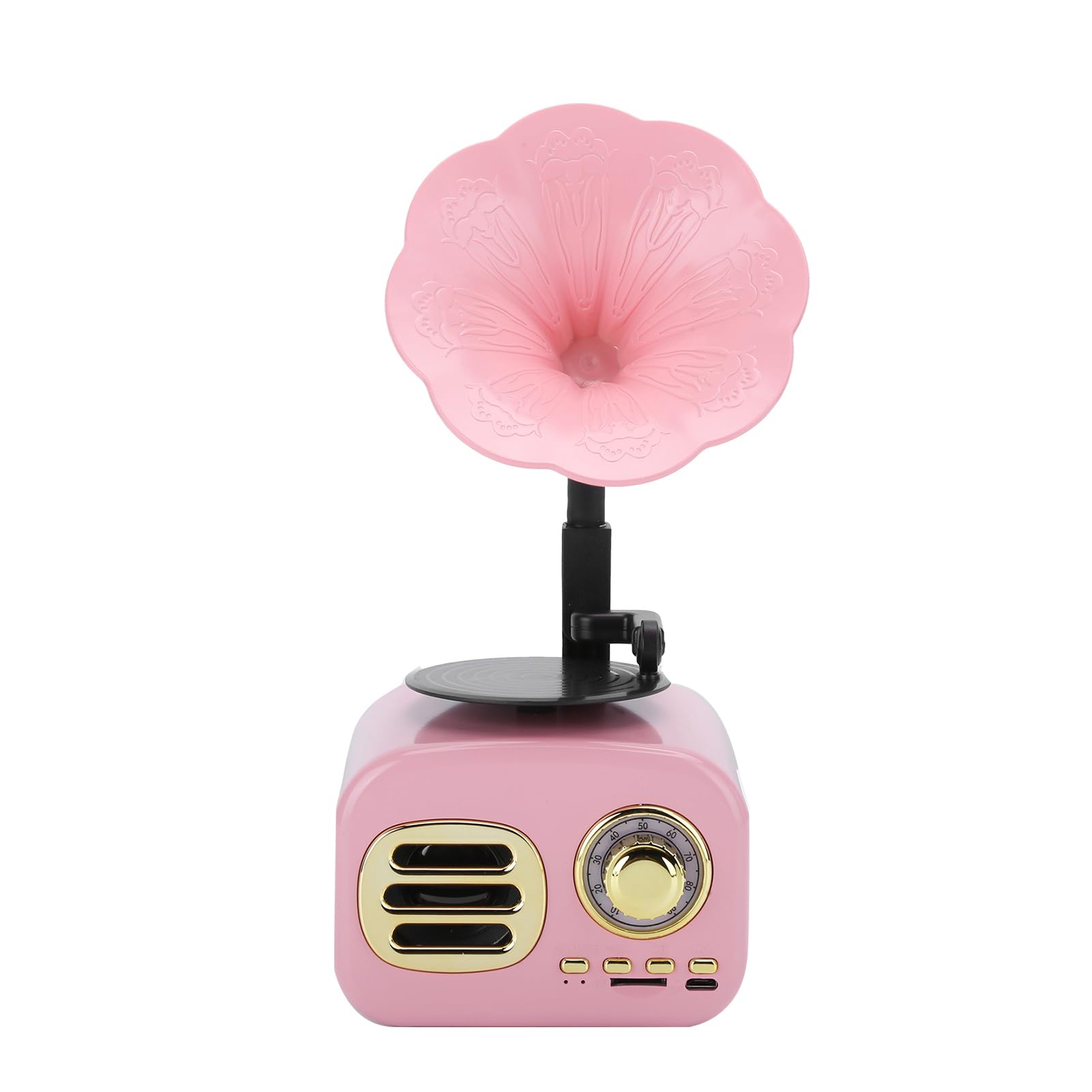 Portable Speaker, Retro Mini Loudspeaker with Wide Compatibility and Excellent Sound Quality, for Travel and Outdoor Use (Pink)