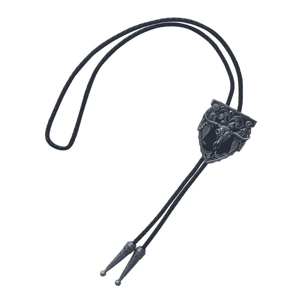 Vintage Black Enamel Long Horn Bull Bolo Tie also Stock in US-image-41