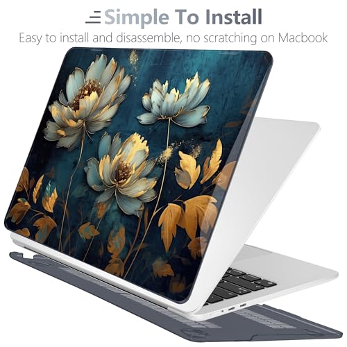 Funda MacBook Air 13 M2 A2681 carcasa rígida de flores con protector de pantalla y teclado 4