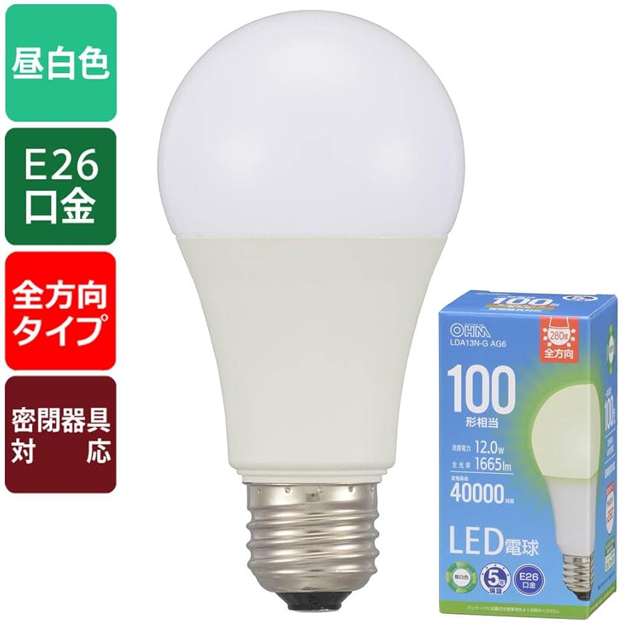 オーム電気　LED電球 LED電球 E26 全方向タイプ オーム電機 一般電球タイプLED電球