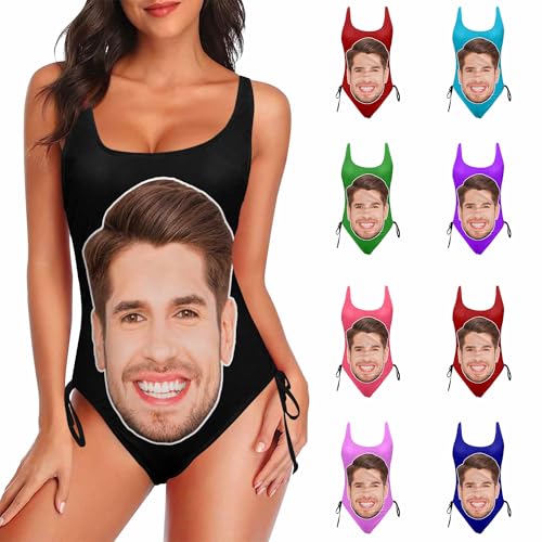 Custom Swimsuits for Women Personalized Bathing Suit with FacesOne Piece Bikini for Pool Party Summer Holiday