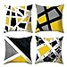 Set di 4 Federe Decorative Copricuscini per Divano Ufficio Camera da Letto Nero Giallo Colore Cuscini 45x45 cm