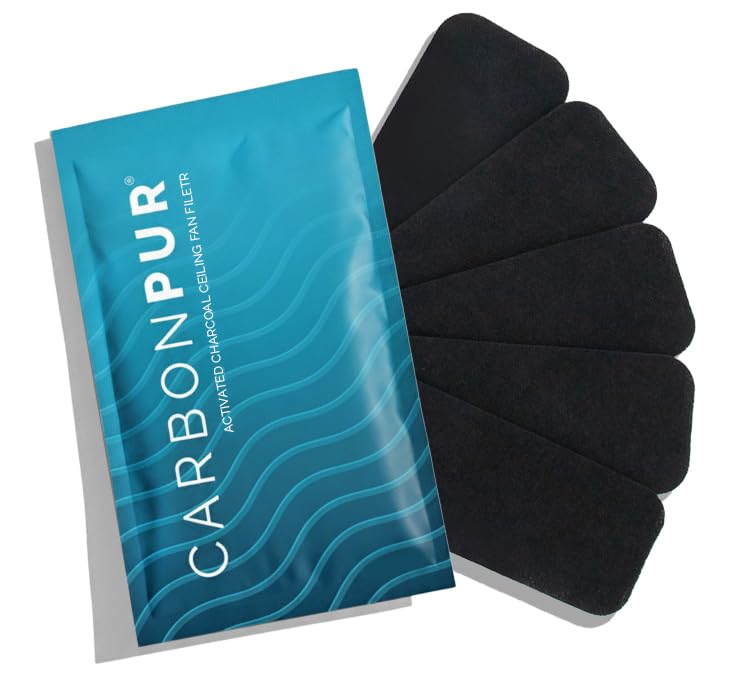 Activated Charcoal Ceiling Fan Filters, 5-Pack (5) for Fresher, Cleaner Air | Eliminate Odors, Dust, and Pollutants | Easy Install and Long-Lasting Performance