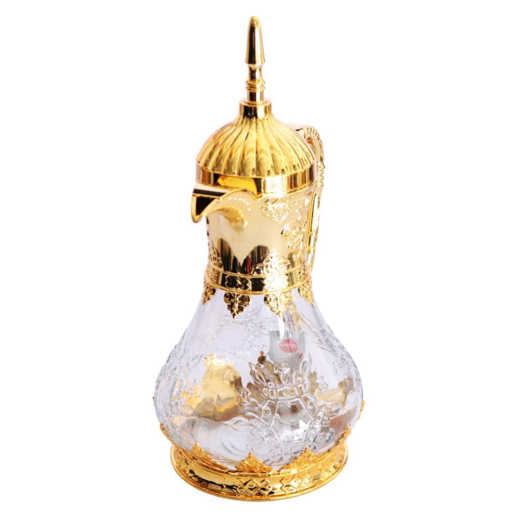 Gralara Coffee Tea Pot Glas Teekanne Kaffeekaraffe Teekessel mit Exotischem Muster Und Einfach zu Reinigen für Haushalt Büro Party Restaurant Camping Reisen, Gold