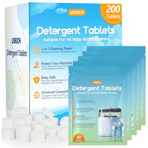 200Pcs Detergent Washing Tablets for Momcozy,Deep Cleaning Baby Brezza Bottle Washer,Compatible with All Brands Baby Bottle Washers