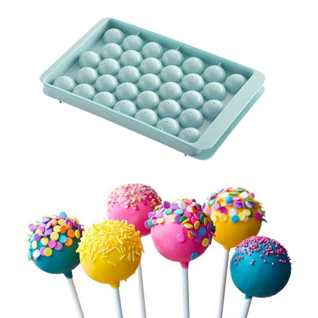 Suzec Cake Pop Maker Set Silicone Lollipop Molds, Display Stand, Silicone Cupcake Molds, Chocolate Candy Melting Pot, Lollipop Sticks, Decorating Pen, Bags and Twist Ties 33 Candy Holes