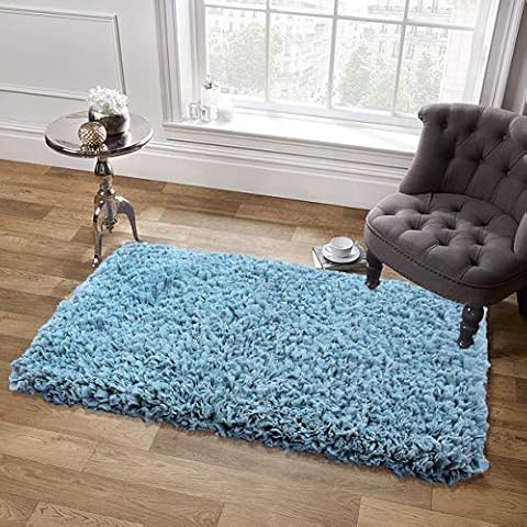 Excel Hometex Shaggy Accent Rug Paper Chindi Hand Loom Bathroom Kitchen Laundry Bath Floor Tufted Mat 27 x 45 Inch (27" x 45", Blue) Cover