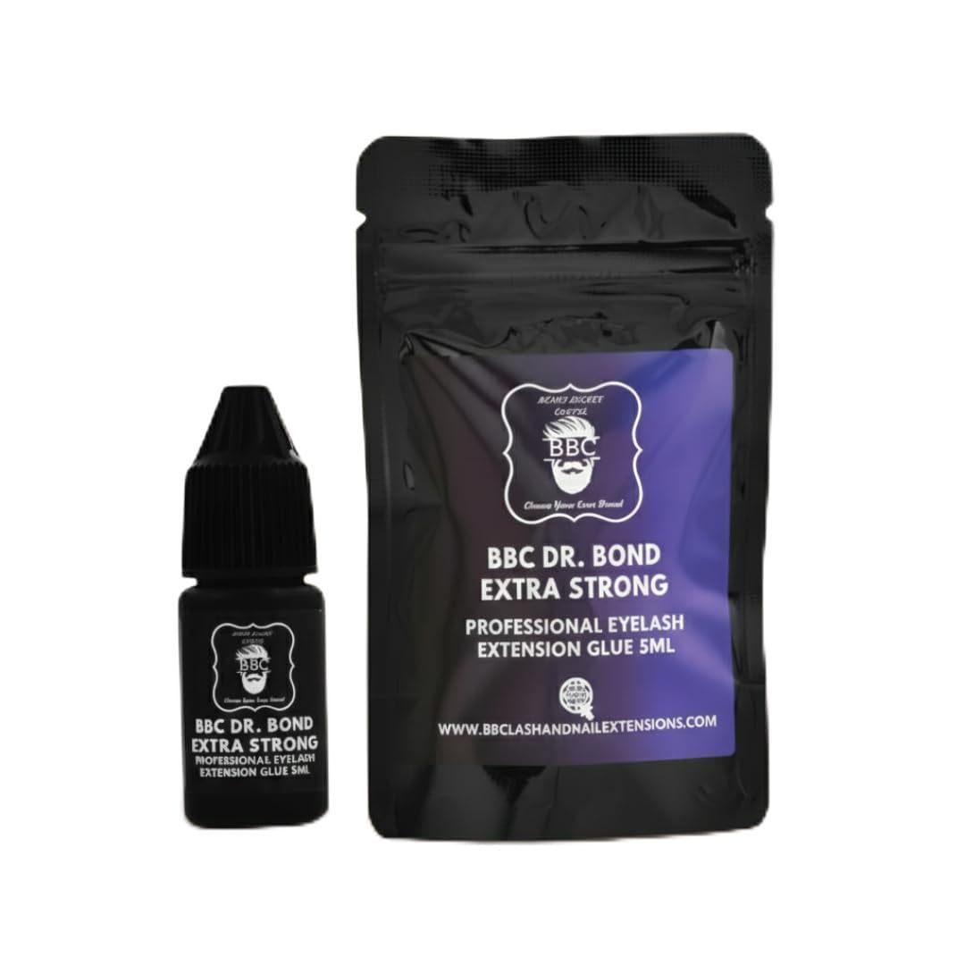 BBC Dr Bond Eyelash Extension Glue – Fast Drying (1 s), Extra Strong Hold, Waterproof, Low Fume Lash Adhesive for Professional Lash Artists – 5 ml Black
