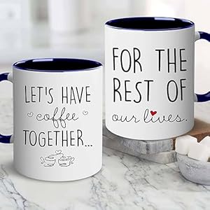 BSQUIELE Gift For Couple - Couple Mug Set - Gifts Set For Wife, Husband, Mom, Dad - Bridal Shower, Engaged, Christmas, Wedding, Birthday Gifts For Bride, Groom, Mr, Mrs, Him, Her BSQUIELE Gift For Couple Couple Mug Set Gifts Set For Wife Husband Mom Dad Bridal Shower Engaged Christmas Wedding Birthday Gifts For Bride Groom Mr Mrs Him Her