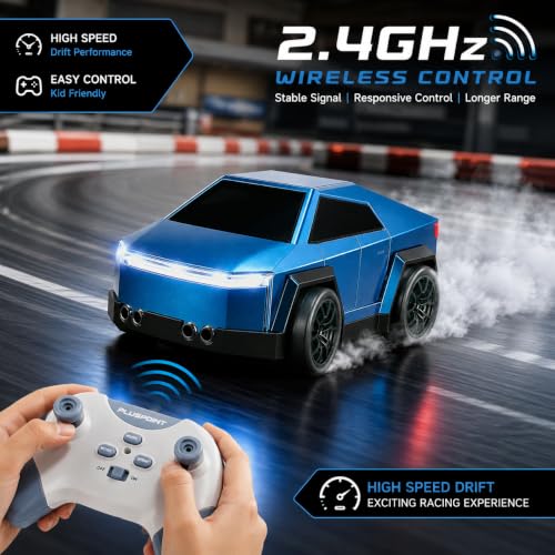 Image of PLUSPOINT 2.4GHz RC Drift Car with Spray Effect | Rechargeable Remote Control Racing Car with LED Lights, Smart Follow & Escape Modes | Mini Drift Vehicle Toy for Kids Age 3+