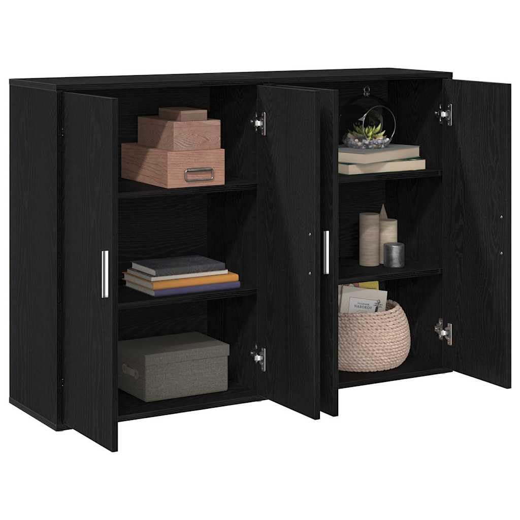 2-Piece Black Oak Engineered Wood Buffet Cabinets