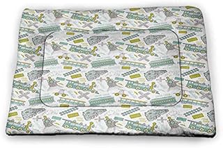 DayDayFun Steam Engine Pet Food Mat Choo Choo Train Kids Boy Pattern Blue