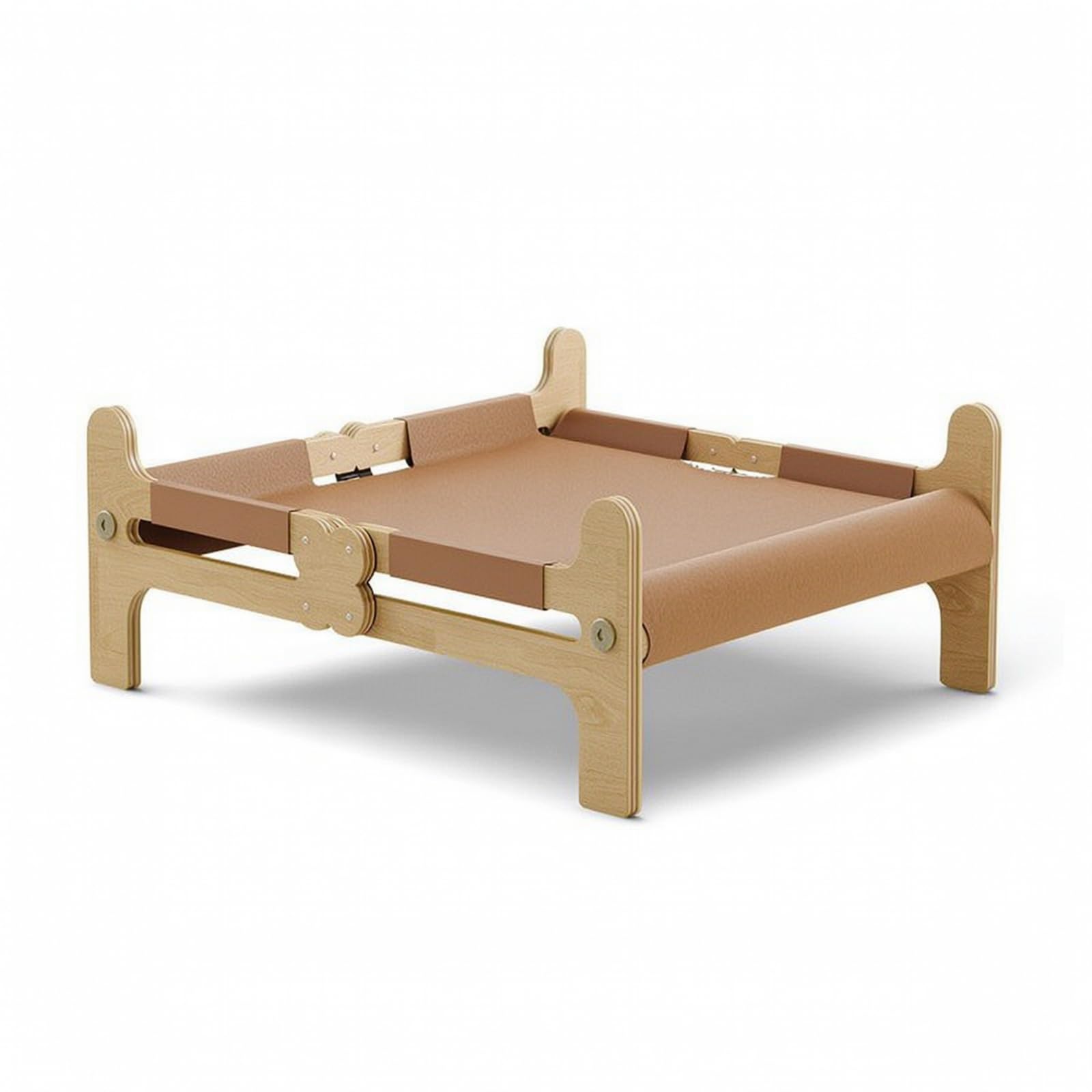 Jiuvaso Letto Rialzato per Gatti Letto Piattaforma Cuccia Amaca Riposo con Cornice in Legno Angoli Arrotondati Stabilità, Letto Per Animali Domestici In Legno Naturale