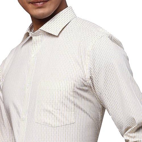Image of Park Avenue Men's Pure Cotton Stripe Pattern Slim Fit Semi Cutaway Collar Full Sleeve Formal Shirt