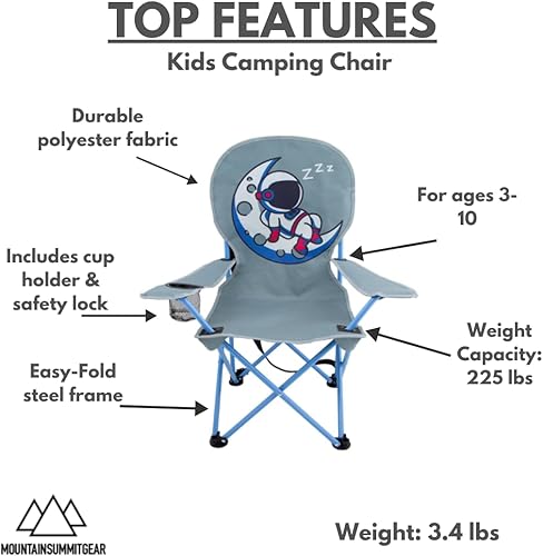 Miniatura 3 de MOUNTAIN SUMMIT GEAR Silla de campamento para niños, silla de campamento plegable con funda de transporte para recreación al aire libre, deportes,
