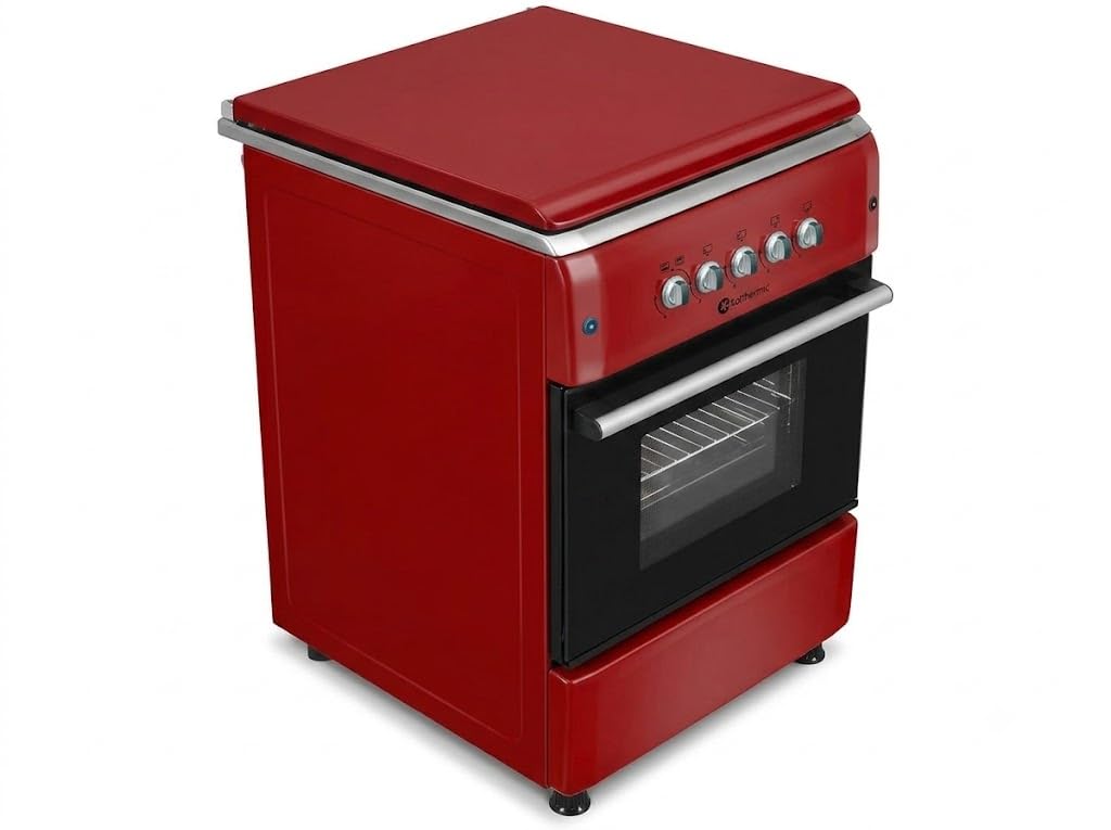 "Solthermic Ancho 50 cm F5S40G2R Cocina de Gas Roja - 4 Fuegos Con Encendido Automático - Butano y Ciudad - Alta Gama"