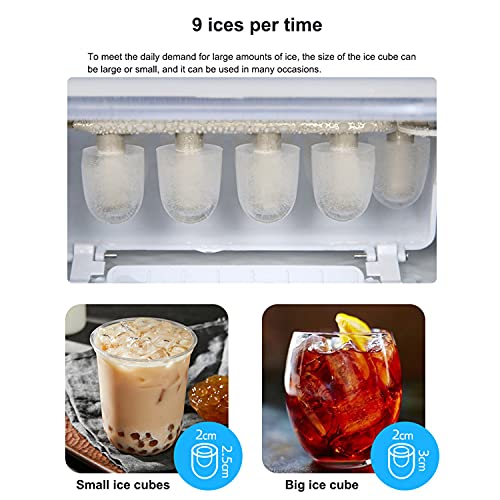 Máquina fabricadora de hielo con pantalla LED, auto-limpiable, portátil, para mostrador, capacidad de 2 L, produce 9 cubos en 8 minutos, para hogar, bar, cocina y oficina miniatura 4