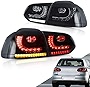 VLAND Led Tail lights Compatible with Volkswagen VW Golf 6 MK6 2010- 2014, Full LED Rear Lamp Assembly with Sequential Turn Signal, Brake, DRL, Reverse and Fog Light, Smoke Lens