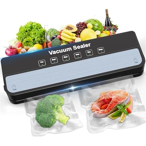 MAXDONE Vacuum Sealer Machine Food Vacuum Sealer for Food Storage Food Sealer Machine 6-in-1 for Dry/Moist Modes, Compact Design with 10 Vacuum Sealer Bags Cover