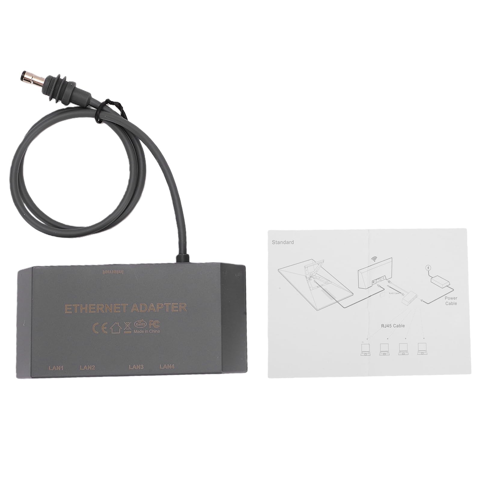 Ejoyous Adapter Gigabit Ethernet, 4-portowy Konwerter Sieci LAN z obudową ABS i Kablem 0,5 M, Stabilny Przewodowy Internet Typu Plug and Play dla Routera RV Mini Gen 3 Home Office