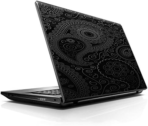 15 15.6 inch Laptop Notebook Skin vinyl Sticker Cover Decal Fits 13.3" 14" 15.6" 16" HP Lenovo Apple Mac Dell Compaq Asus Acer / Paisley Black