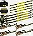 KJE Heavy Duty Car Trailer Tie Down Straps with Reflective - (4) 2