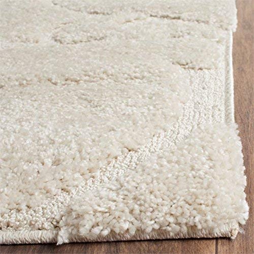 Safavieh Florida Shag Collection 6'7" Square Cream / Cream Sg455 Scrolling Vine Graceful Swirl Textured Non-Shedding Living Room Bedroom Dining Room Entryway Plush 1.2-Inch Thick Area Rug #TOP5