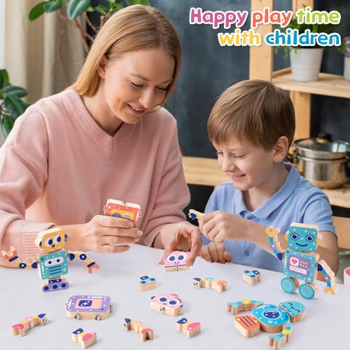 KODATEK Wooden Snap-Together Building Toys, STEM Building Blocks, Take Apart Toys Playset, Fine Motor Skill Montessori Educational Learning Toys Gift for 3 4 5 6 Years Toddlers Kids - Image 3