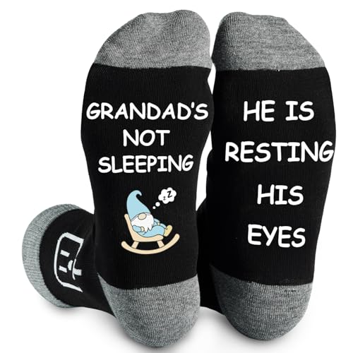 HUEGLO Birthday Funny Gifts For Men Fathers Day Gift For Dad Grandad Husband Boyfriend Funny Novelty Socks Cotton Presents For Men (UK Alpha M Regular Regular Grandad)