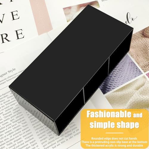 Image of Cerpourt Black Makeup Brush Organizer,Acrylic Cosmetic Brushes Storage Holder with 3 Slots,Pencil Pen Holder for Desk,Desk Organizer and Accessories for Vanity
