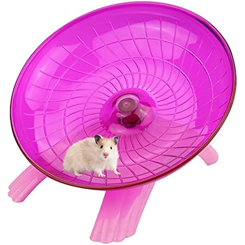 Flying Saucer Hamster Wheel With Silent Spinner 18cm for Cage Dwarf Hamster Small Rat (Pink) Cover