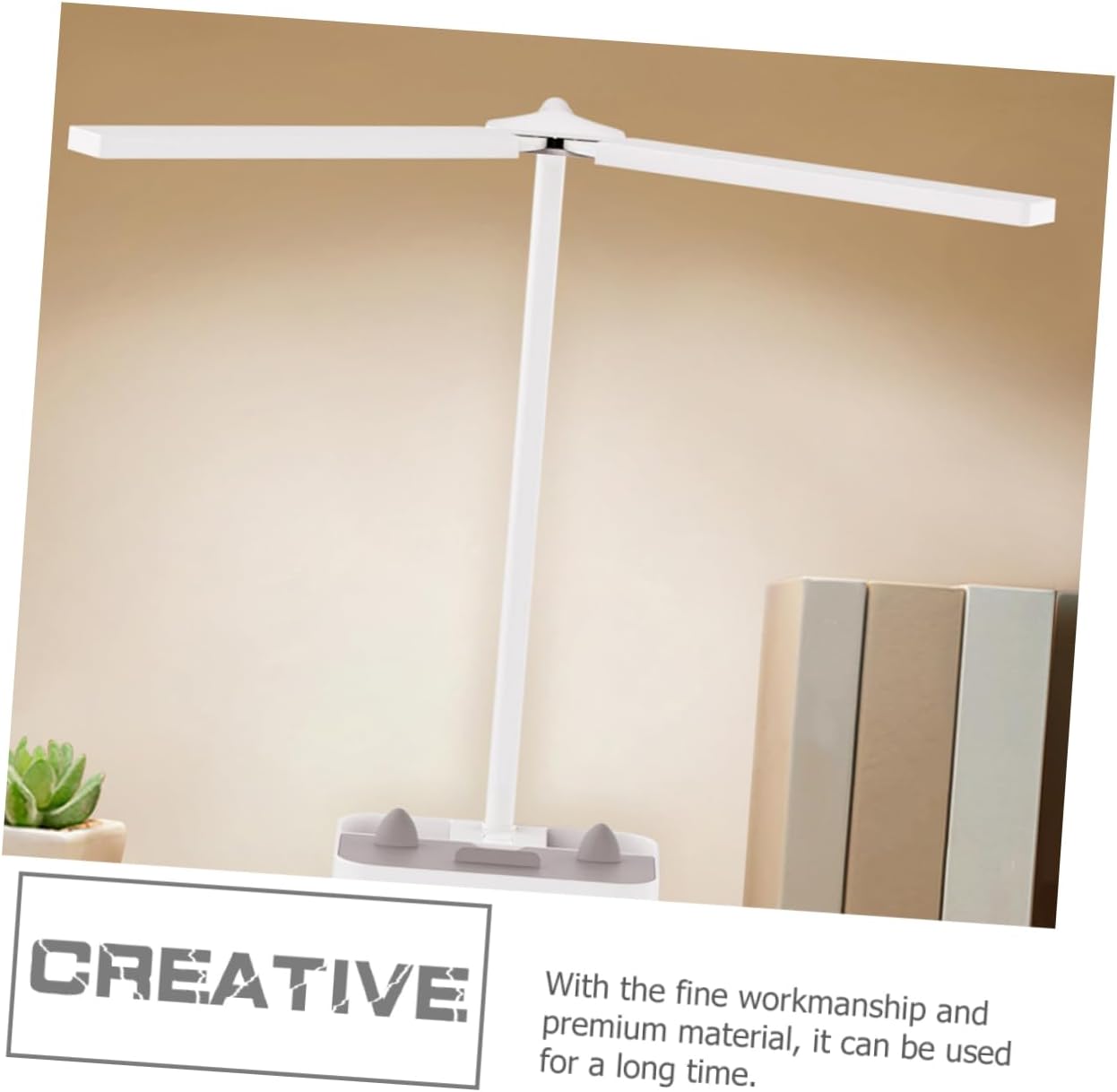 USB Rechargeable Desk Lamp Dual Heads Eye Protection Reading Light Adjustable Brightness Portable Table Lamp for Students Home and Office Use