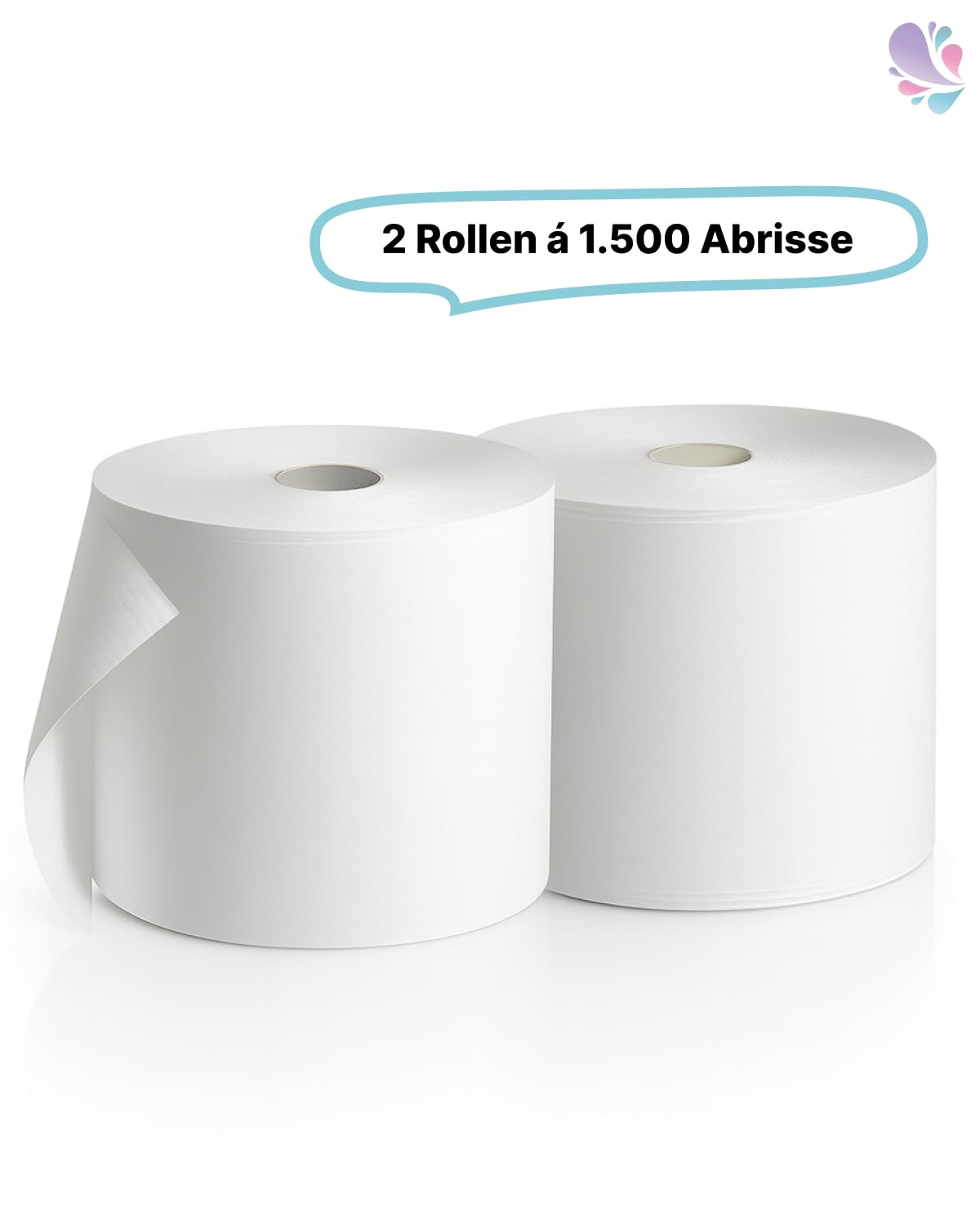 Putzrollen 3000 Blatt, 2 Rollen Werkstatt | 3000 Abrisse gesamt, 2-lagig, reißfest, saugstark & passend f. gängige Putzrollenhalter