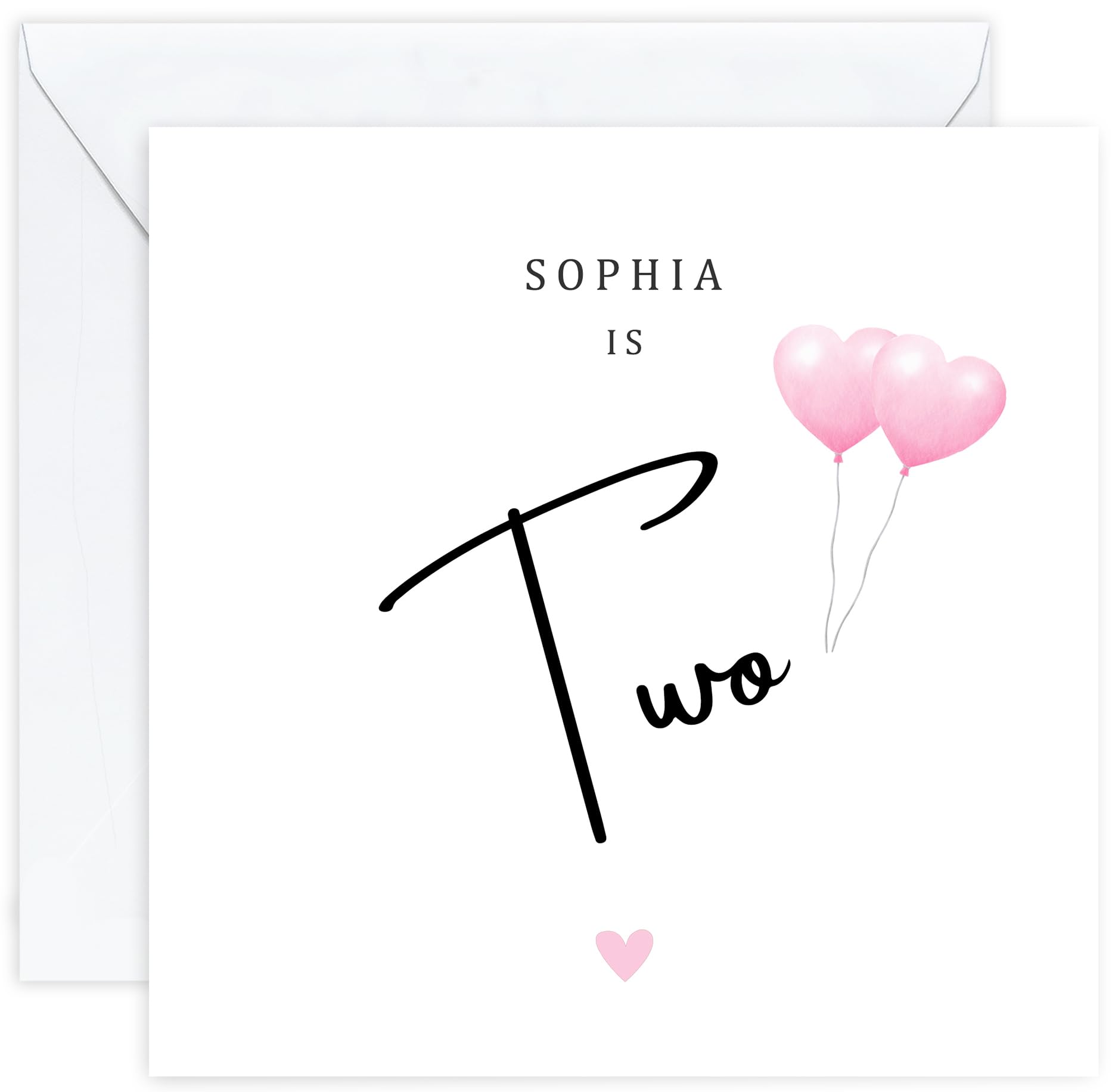 Personalised 2nd Birthday Card for Girl | Two Year Old Birthday Card with Name | Daughter Granddaughter Niece or Goddaughter | Design 11 — image 1