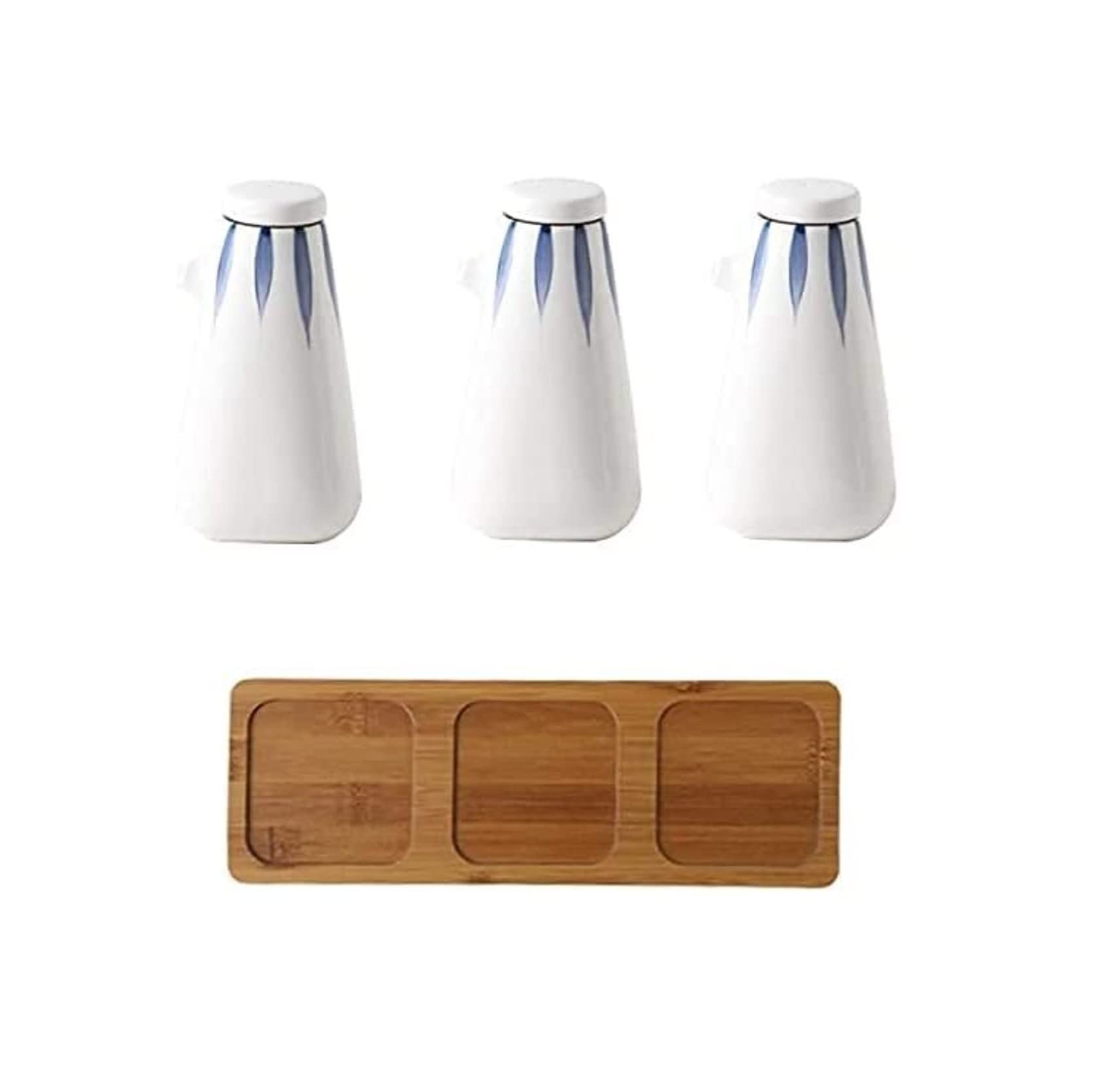 Dispensador de Aceite y vinagre, Elegante dispensador de Aceite y vinagre de cerámica, Juego de 3, condimentos y Utensilios de Cocina.