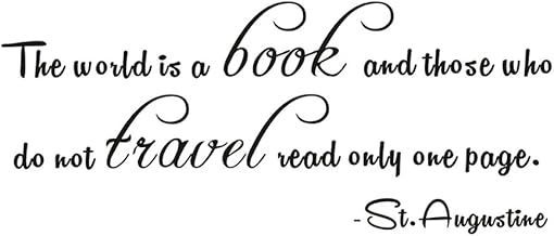 The World is a Book, and Those who do not Travel Read only a Page Home Mural DIY Quote Saying Inspirational Vinyl Wall Sticker Decals Transfer Removable Words Lettering Uplifting (Size1: 23" x 9.8")