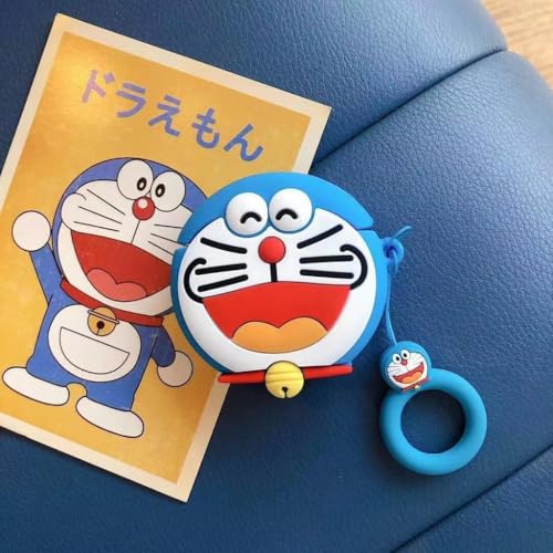 Image of Dezet Cute Soft Silicone Pouh Case for Airpods Pro GEN-2 (2022) � 3D Cartoon Animal Character Cover with Keychain Ring, Shockproof & Dustproof Protective Case for Kids & Girls (DOREMOON)