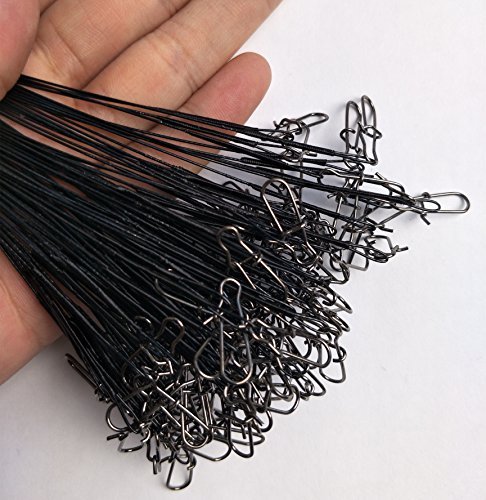 Blue Jade 60pcs Fishing Accessories Stainless Steel Fishing Leaders Line with Snaps and Swivels for Lures Bait Rig or Hooks (Black leader-60pcs)