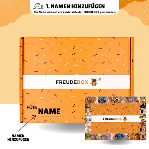 FREUDEBOX® - Personalisierte Geschenkbox mit Teddy Kuscheltier, Namen und persönlicher Nachricht
