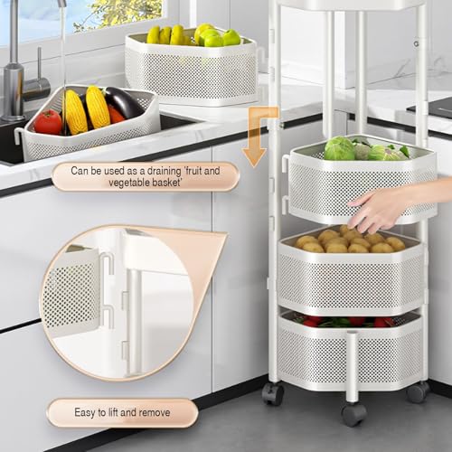 Estante giratorio VWhite lavable de 4 niveles para organizar frutas frescas 7