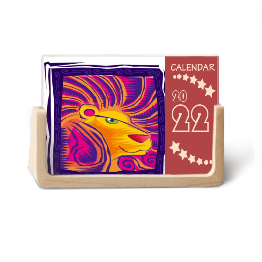 Constellation Leo Mexicon Engraving 2022 Desk Calendar Planner 12 Month