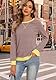 Neineiwu Oversize Pullover Damen Streifen Langarm Herbst Rundhals Sweatshirt Y2K Oberteile
