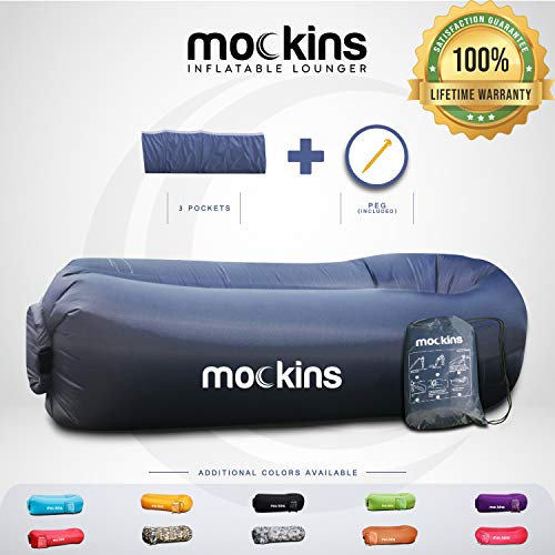 Mockins Navy Inflatable Lounger Air Sofa Perfect for Beach Chair Camping Chairs or