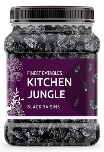 Image of Kitchen Jungle Seedless Black Raisins - 1 KG Jar Pack | Dry Grapes Kali Kishmish Dry Fruits
