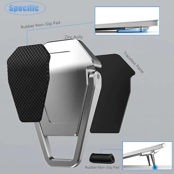 Image of Mini Laptop Stand for Desk, Portable Aluminium Cooling Pad Clip, Silver, Pack of 2, Compatible with MaBook, Lnovo, Delll, HPP, Accer and Other Laptops with Mini Mobile Holder