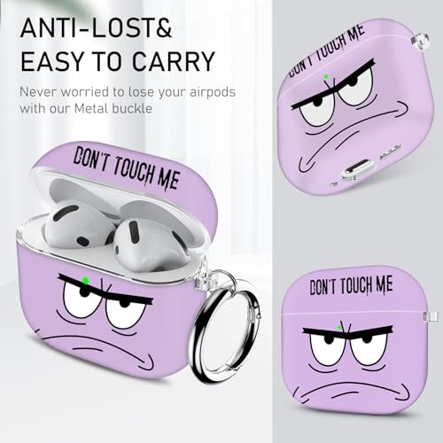 Image of for Apple Airpods 4th Generation Case Cover(2024),Don't Touch Me for Airpods 4 Cover with Keychain /Lanyard Soft Cute Shockproof Covers for Women Men Compatible AirPod 4 Case,Lavender