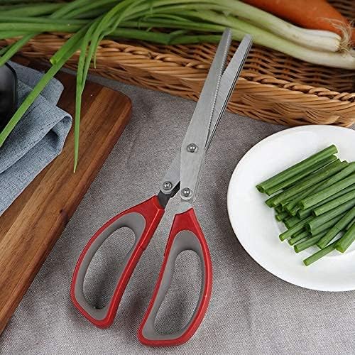 Kitchen Scissors Kitchen Shears Household Stainless Steel Plastic Handle Food Big Size Five-Layer Chopped(Black)
