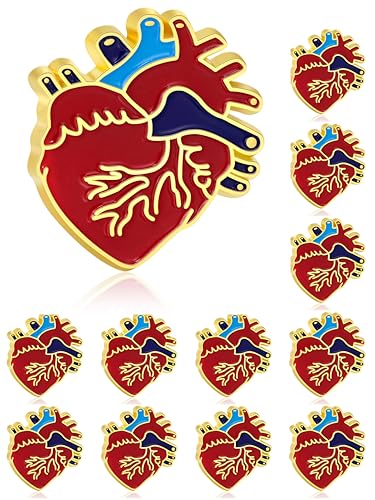 Tichso 12/25/50/100 Piece Red Enamel Lapel Pin - Heart Disease Awareness Pin for Doctors, Nurses, Charity Fundraiser, Heart Day Souvenir Gift Badge Bulk - Main Image